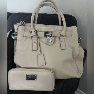 Michael Kors Beige Leather Satchel